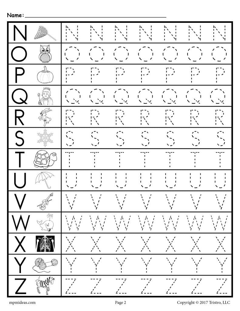 alphabet printing worksheet