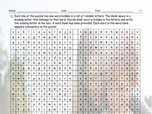 Family Members Alphabet Soup Worksheet  