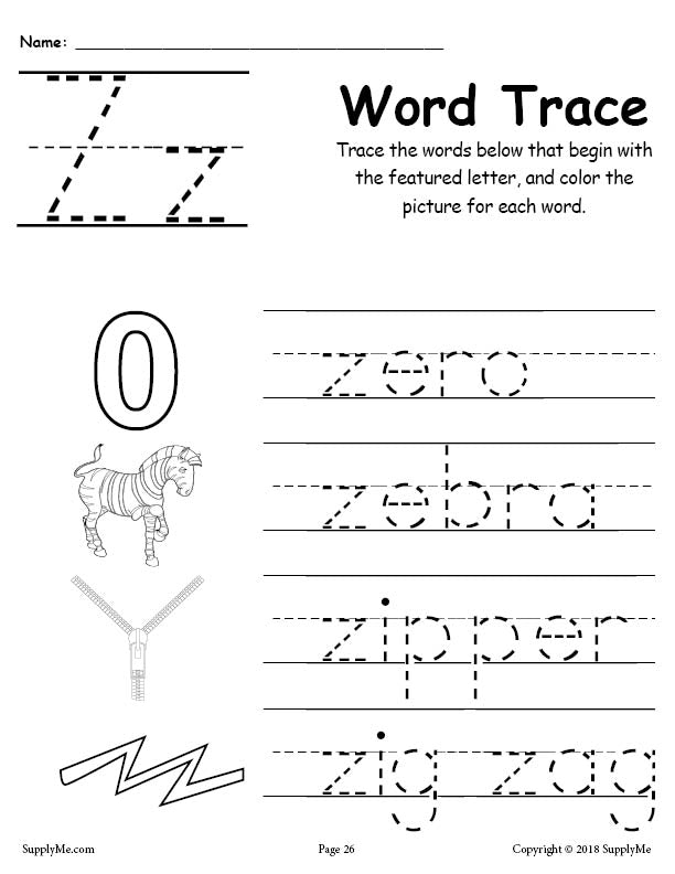 alphabet tracing worksheet a to z