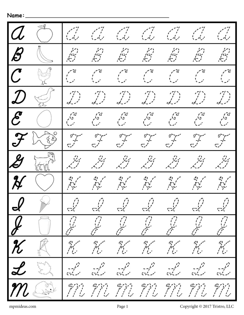 Cursive Uppercase Letter Tracing Worksheets!
