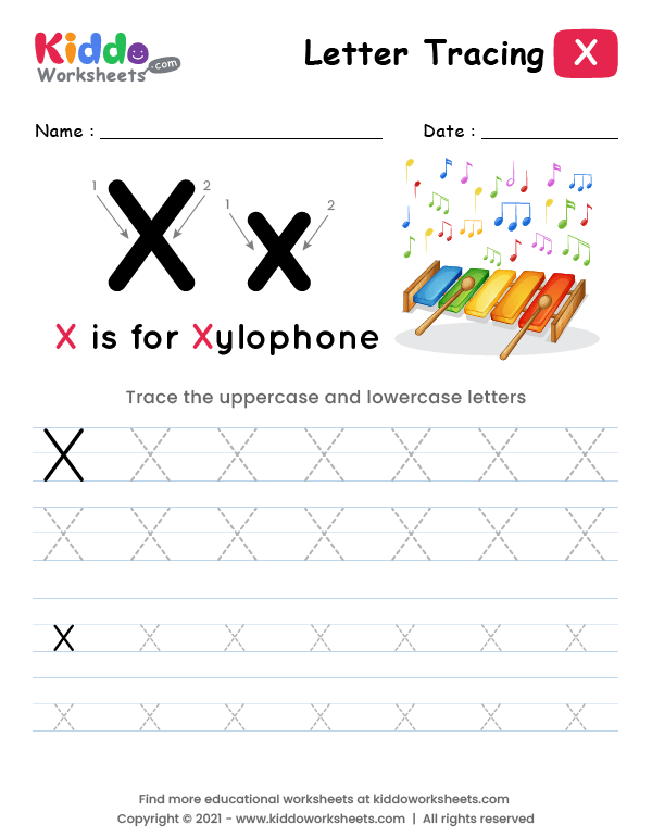 alphabet tracing worksheet x