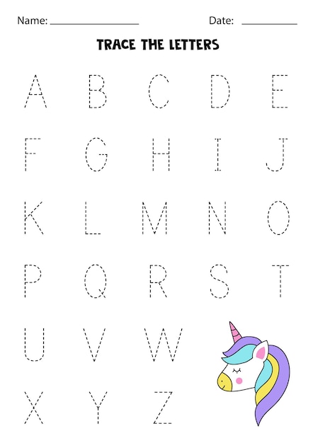 Premium Vector | Trace uppercase letters of alphabet. Worksheet ...