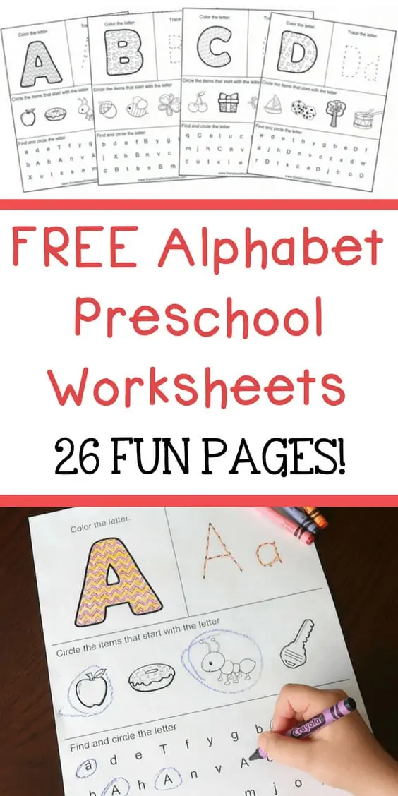 FREE Alphabet Preschool Worksheets (26 Fun Pages)