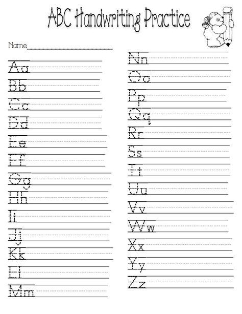alphabet worksheets kindergarten handwriting
