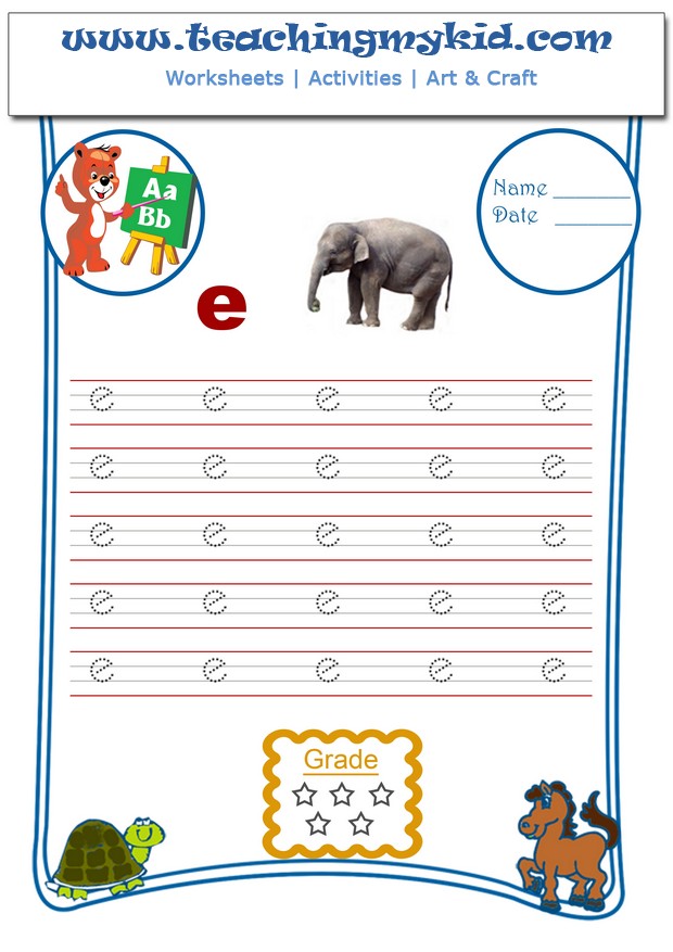 First grade worksheets - Write Lower Letter - Worksheet - e
