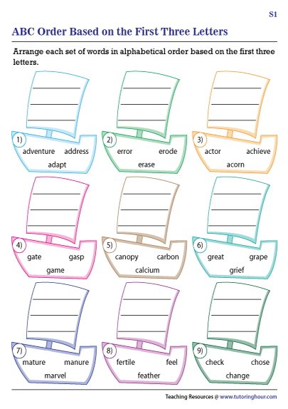 alphabetical order worksheet 3rd grade