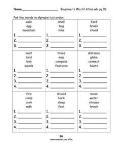alphabetical order worksheet for 3rd grade