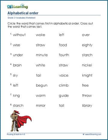 Alphabetical order for grade 2 | Worsheets library
