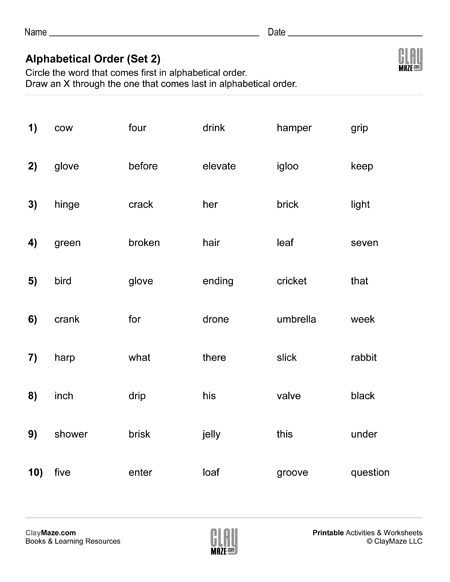 Alphabetical Order - First and Last (Set 2) | Homeschool Books ...