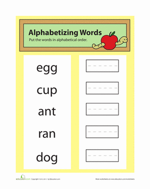 alphabetize words worksheet