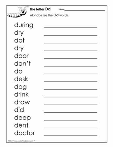 alphabetize words worksheet