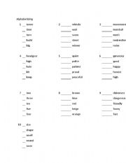 English worksheets: Alphabetizing