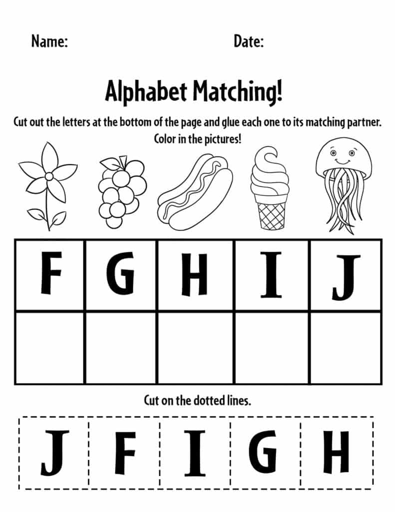 Free Alphabet Matching A-Z Worksheets for Preschool ⋆ The ...