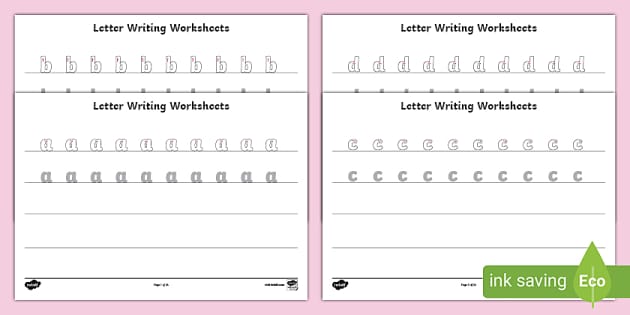 alphabets writing worksheet