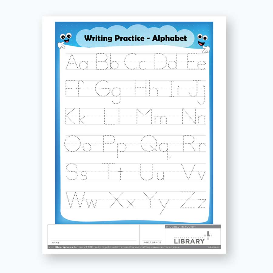 alphabets writing worksheet