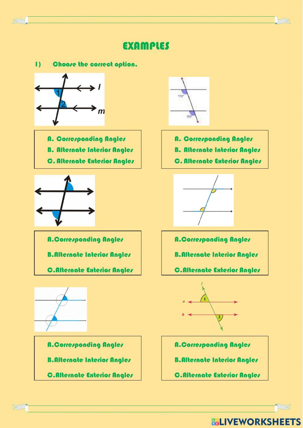 Corresponding Angles And Alternate Angles Worksheets And Revision Corresponding Angles And Alternate Angles Worksheets And Revision
