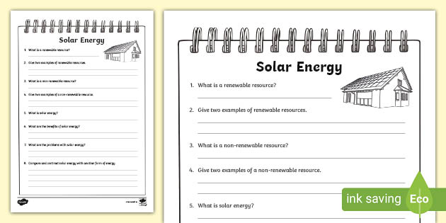 Solar Energy Worksheet | 3rd/4th Class | Twinkl Resources