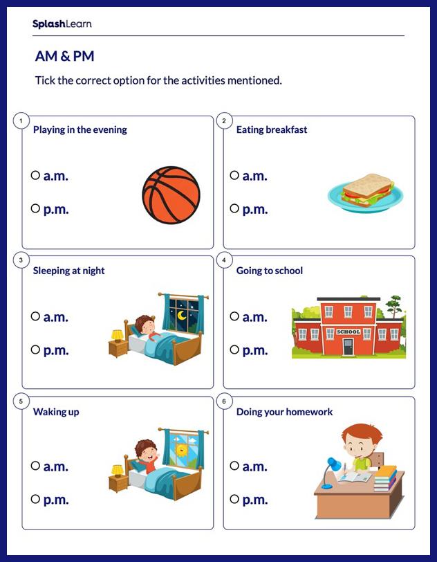 am pm time worksheet grade