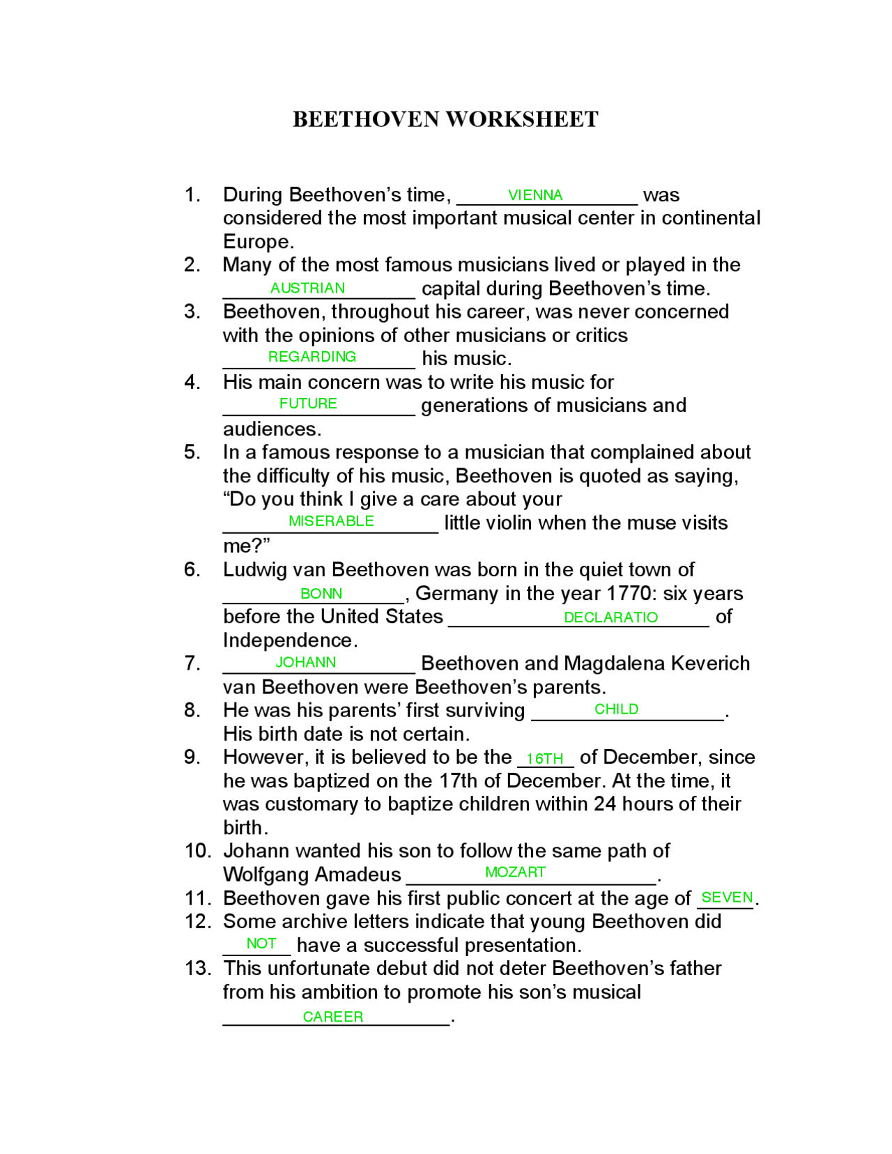amadeus movie worksheet