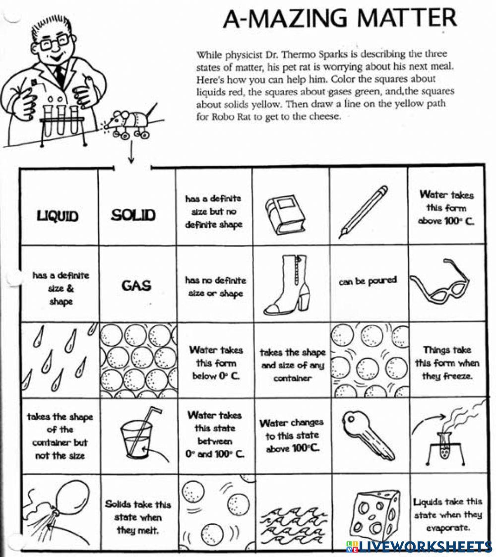 amazing matter worksheet answers