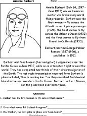 amelia earhart worksheet
