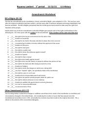 Amendments Worksheet with answers.docx - Rayanna Lambert 1st ...