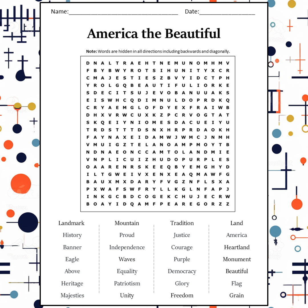 america the beautiful worksheet