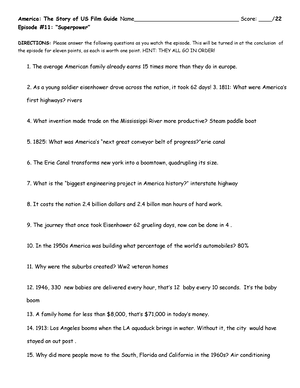 AMERICA: THE STORY OF US - Superpower” 1. What is the U.S.
