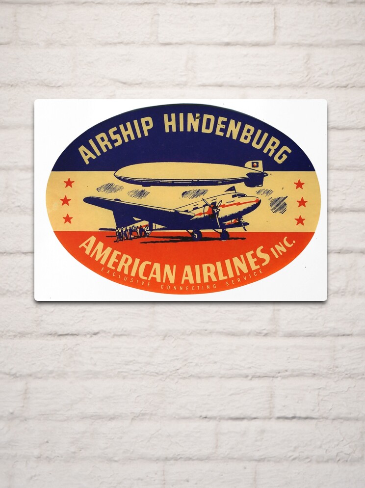 Airship Hindenburg/American Airlines vintage luggage tag | Metal Print