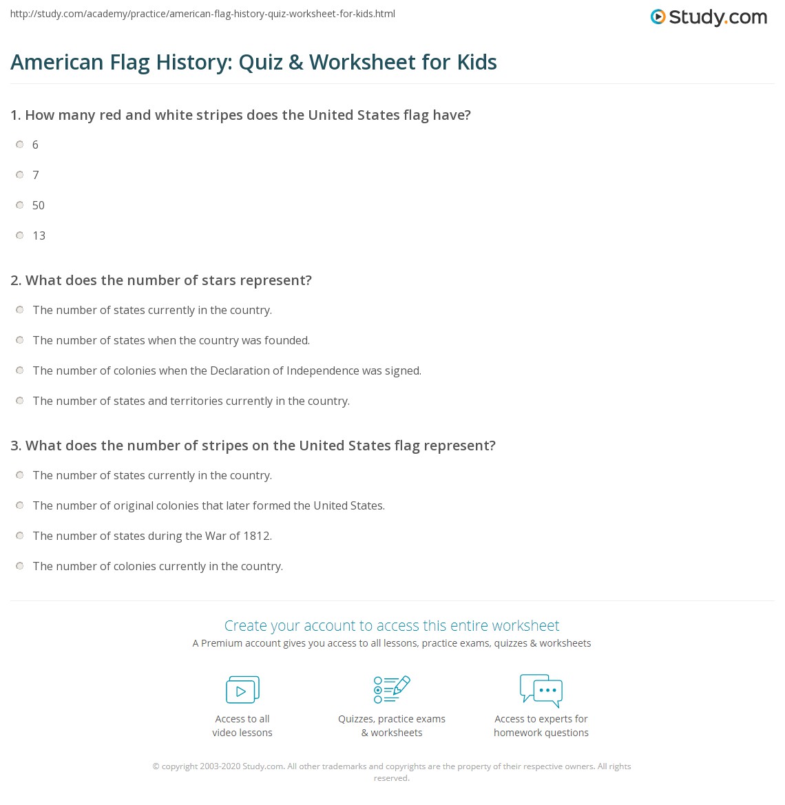 american flag quiz printable