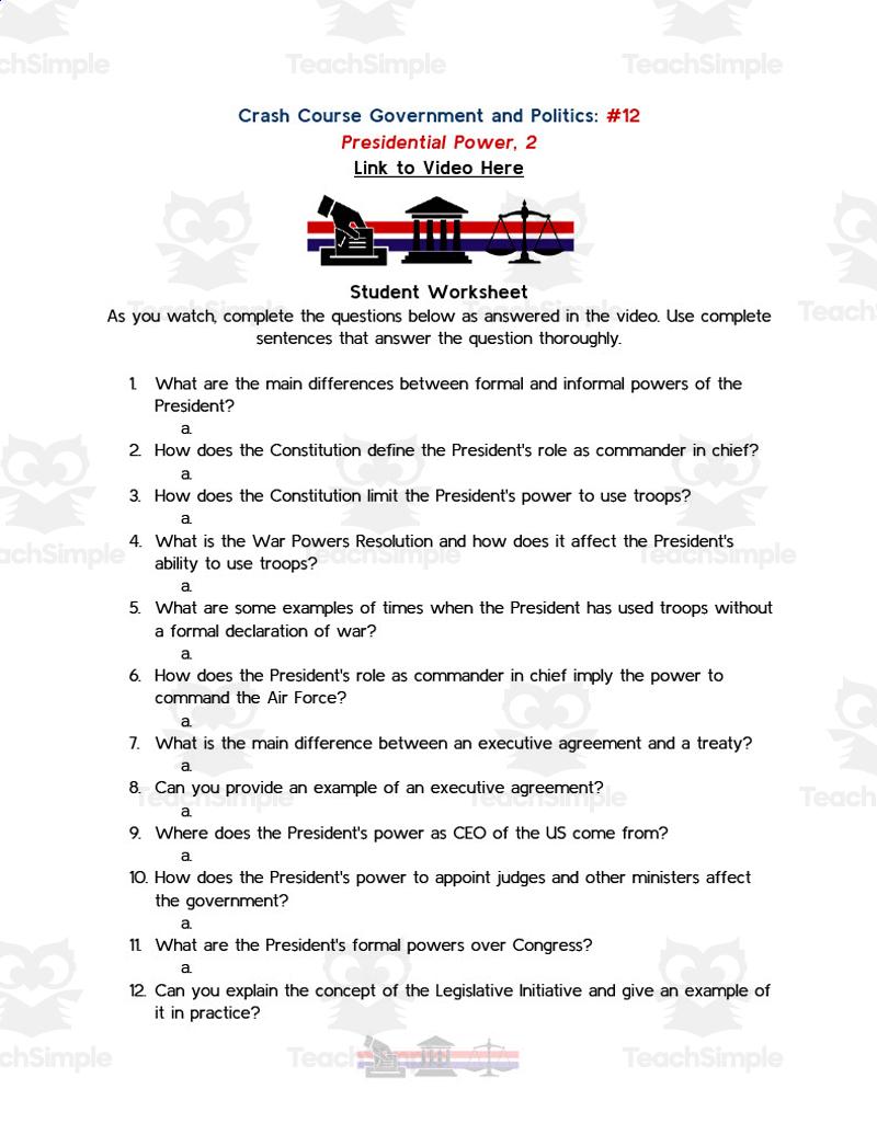 american government worksheet answers