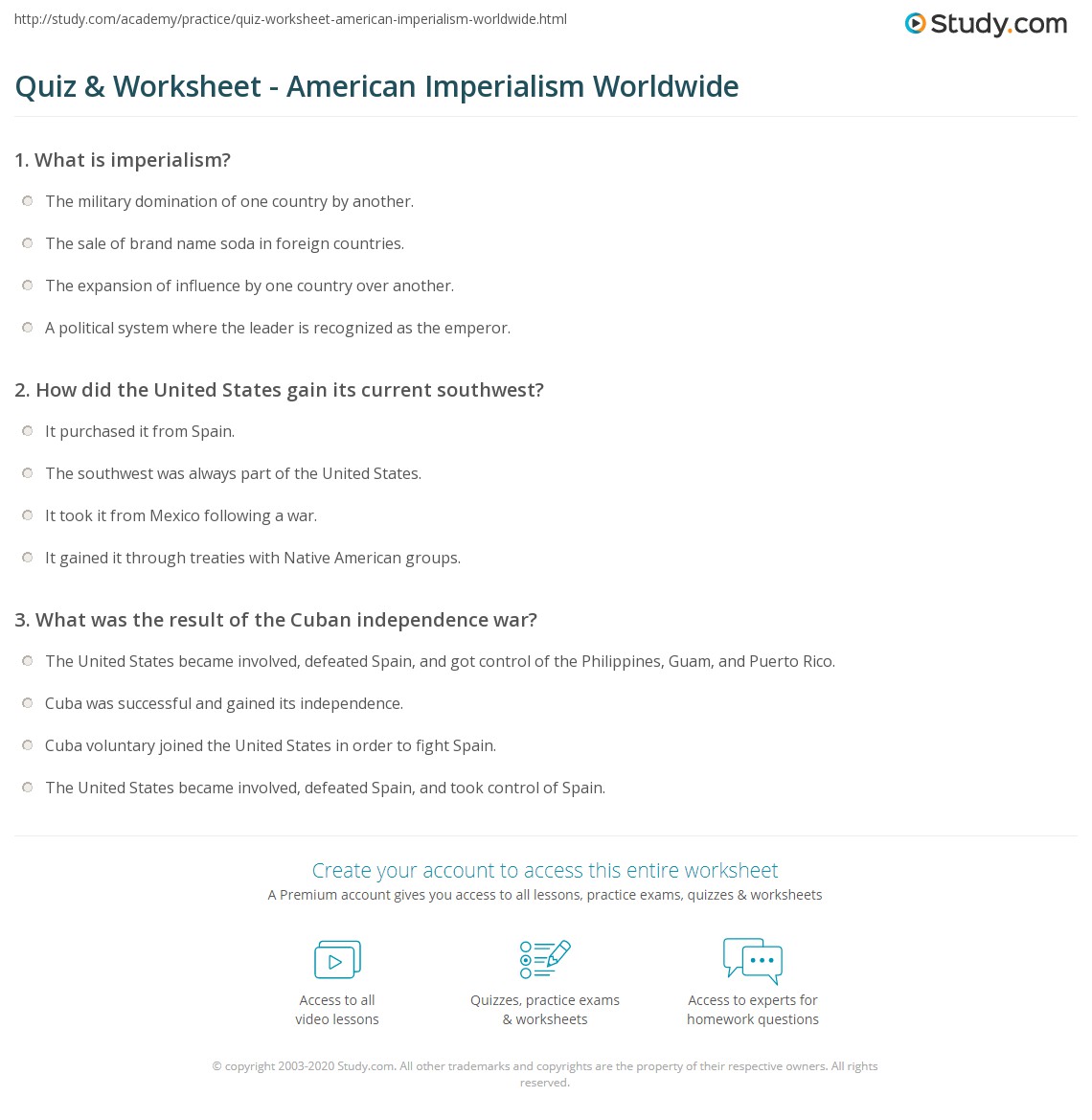 american imperialism worksheet