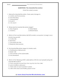 american industrial revolution worksheet