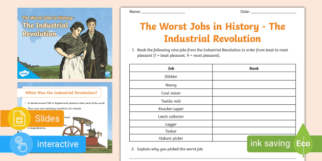 The Worst Jobs In History Worksheet and Presentation - HASS
