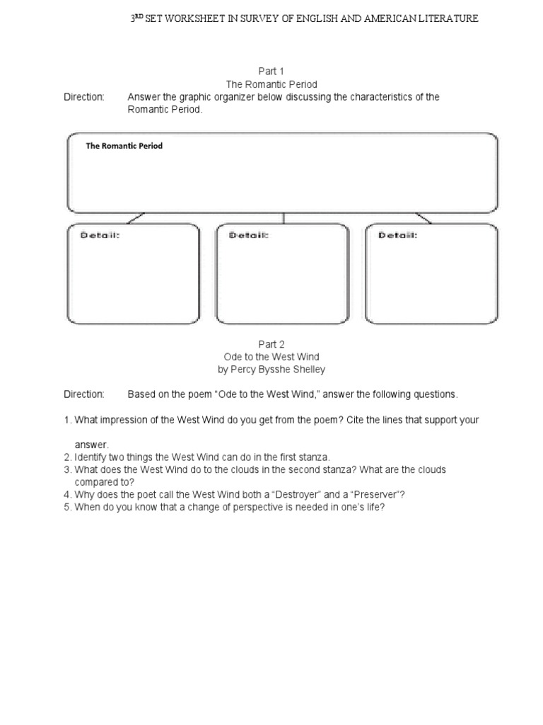English-American Literature Worksheet 3rd Set | PDF | Poetry | A ...