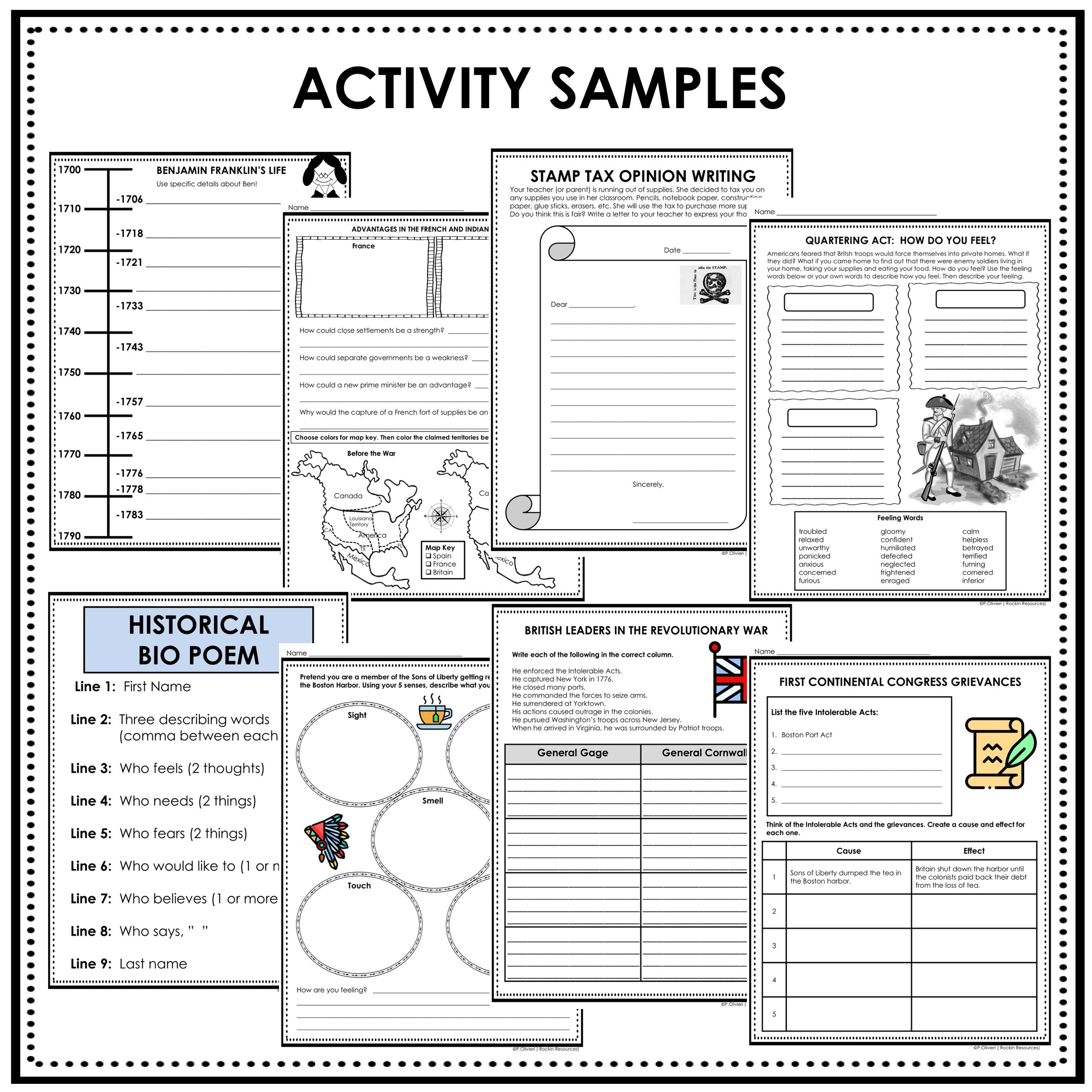 american revolution printable worksheet
