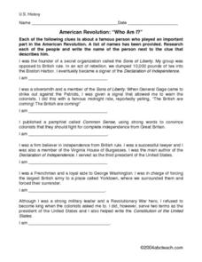 american revolution worksheet for 5th grade