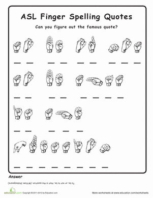 american sign language worksheet