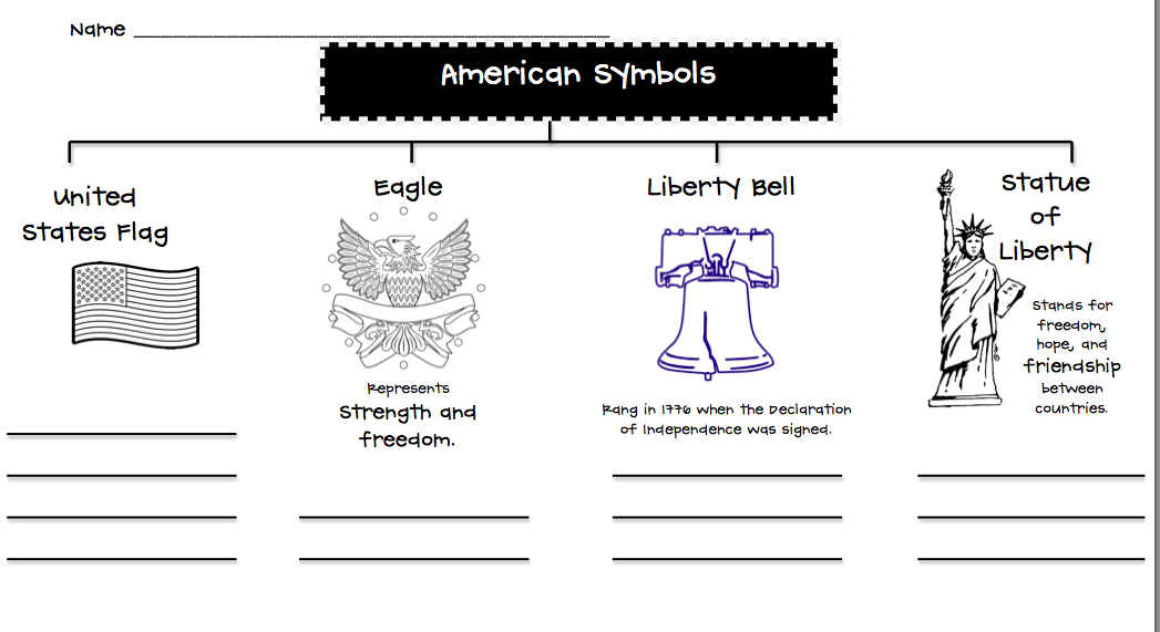American Symbols Worksheet for Kids