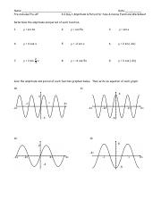 amplitude and period for sine and cosine functions worksheet answers