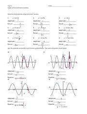 amplitude and period for sine and cosine functions worksheet answers