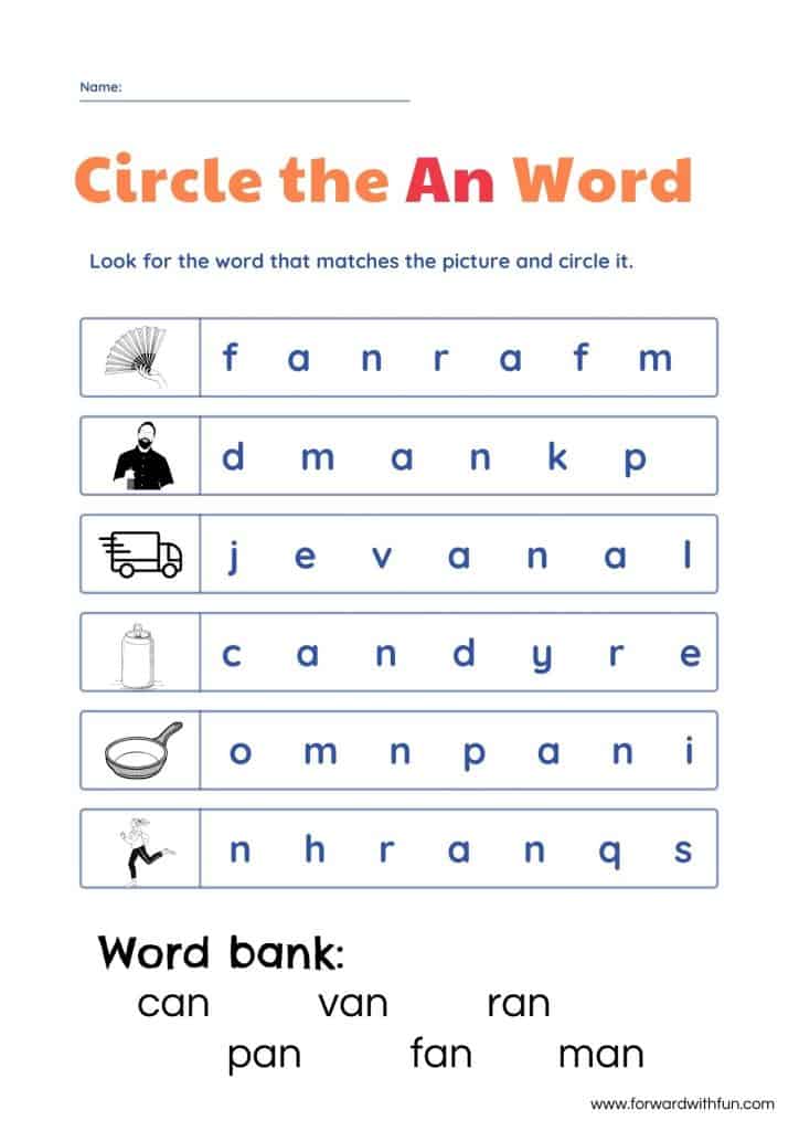 an family words worksheet