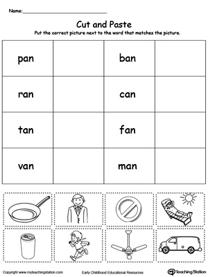 FREE* AN Word Family Match Picture with Word | MyTeachingStation.com