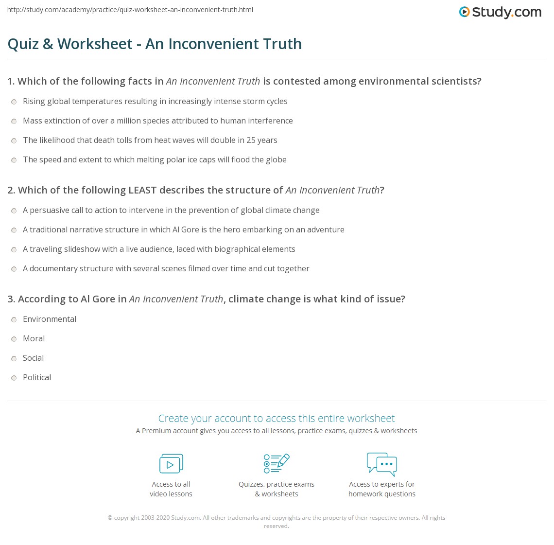 an inconvenient truth worksheet answers