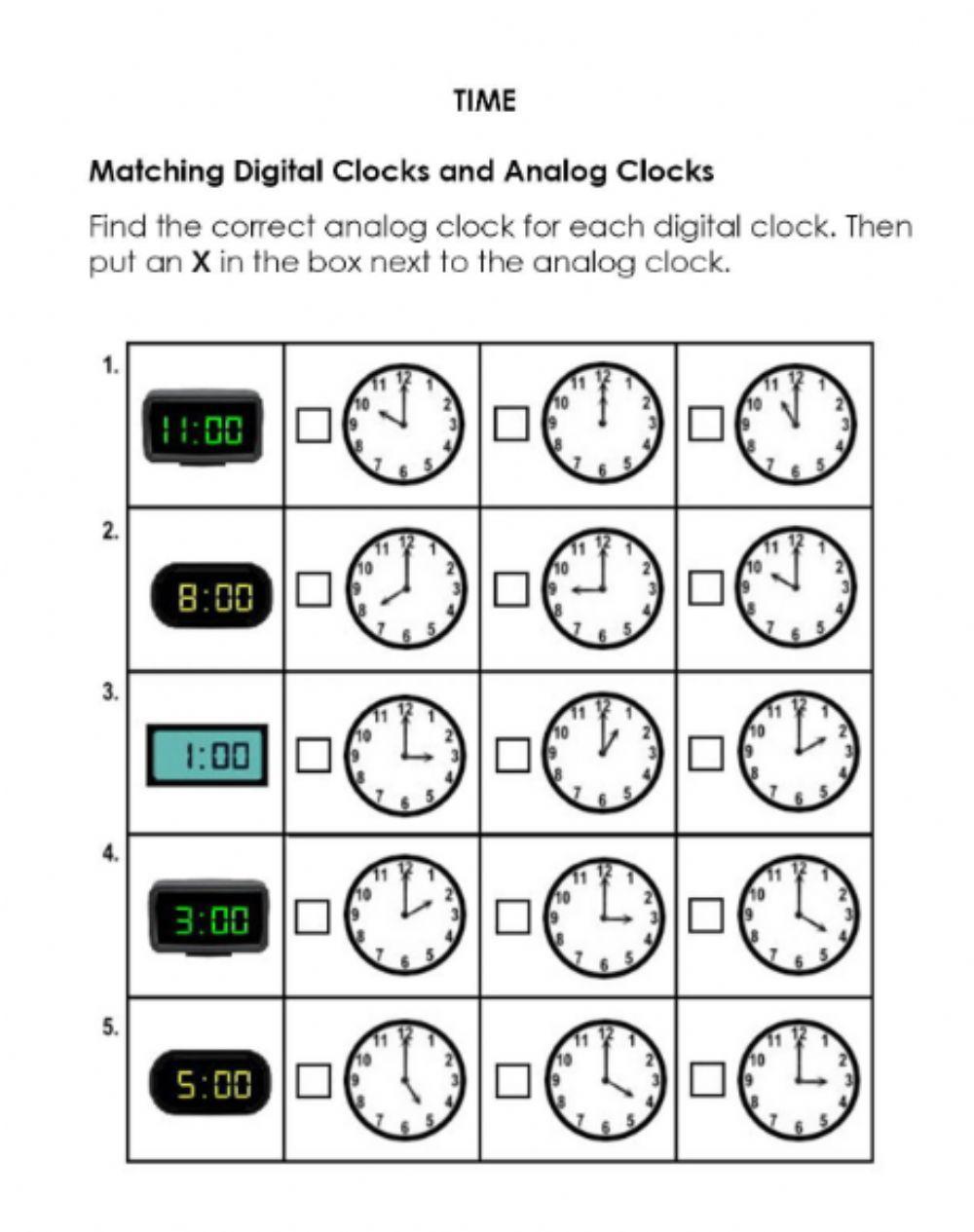 Sams Timetable — Converting Between Analogue and Digital Clocks
