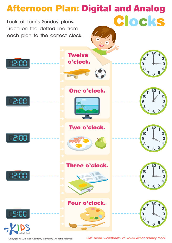 Digital and Analog Clocks Worksheet, Free Printable PDF for Kids