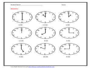 Telling Time to the Hour on Analog Clocks Worksheet for 1st - 2nd ...