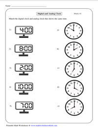 Reading Analog and Digital Clocks Worksheets