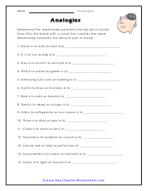 Analogy Worksheets