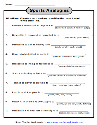 Analogies Worksheets
